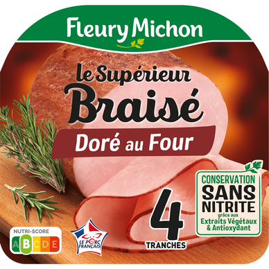 Jambon Le Supérieur Braisé Doré au four Conservation sans nitrite FLEURY MICHON  x4 - 140g
