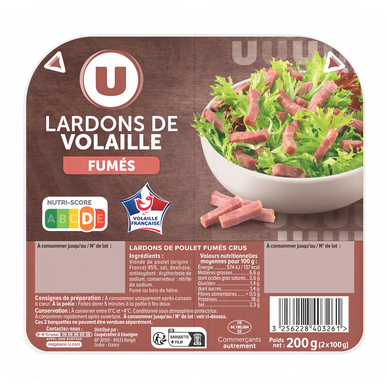 Lardons de volaille fumé 2x100g
