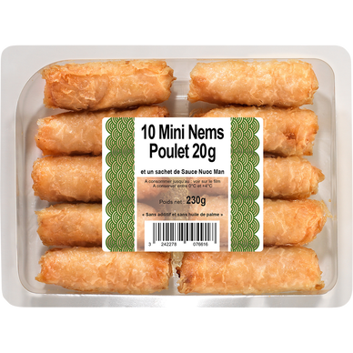 Mini nems au poulet + sauce, 10 pièces, 230g