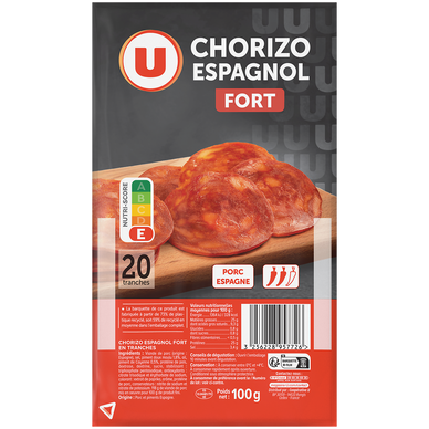 Chorizo fort en tranches, 100g