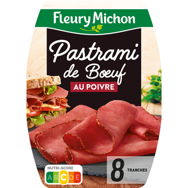 Pastrami de boeuf au poivre FLEURY MICHON 8 tranches fines - 100g