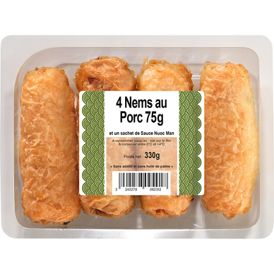 Nems au porc + sauce, 4 pièces, 330g