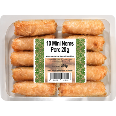 Mini nems au porc + sauce,10 pièces, 230g