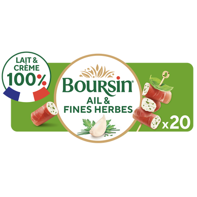 Fromage apéritif Roulés Jambon Ail et fines herbes BOURSIN - 20 roulés100g