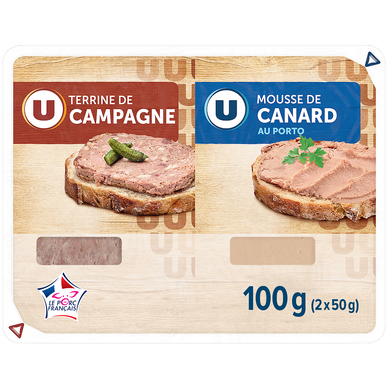 Terrine Campagne Supérieur / Mousse Canard Supérieur U 2X50G