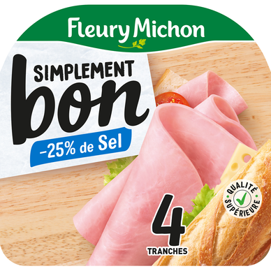 Jambon Simplement Bon -25% de sel FLEURY MICHON 4 tranches - 140g