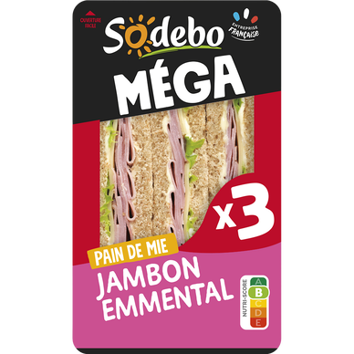 Sandwich le Méga Club jambon emmental SODEBO 230g