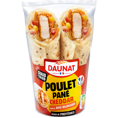 Sandwich Wrap le ranch poulet pané cheddar sauce Big Burger DAUNAT 180g