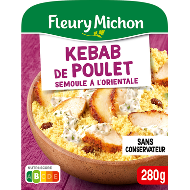 Plat cuisiné Individuel kebab de poulet et semoule FLEURY MICHON - 280g