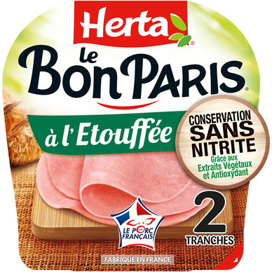Jambon à l'Etouffée Conservation Sans Nitrite HERTA Le Bon Paris 2T -70g