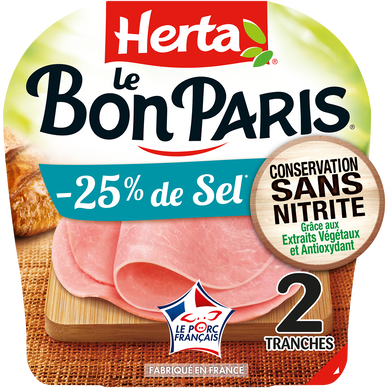 Jambon -25% de sel Conservation Sans Nitrite HERTA Le Bon Paris 2T - 70g