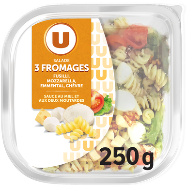 Salade de pâtes fusilli et 3 fromages, sauce miel et moutarde - 250g