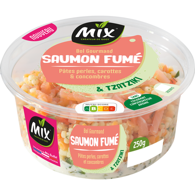 Bol gourmand saumon fumé pâtes carottes & concombres MIX 250g