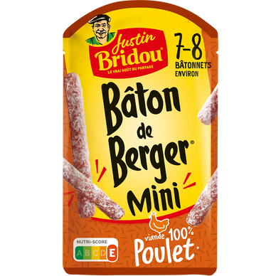 Saucisson Mini Bâton de Berger Poulet - JUSTIN BRIDOU - 80g - 8 batônnets