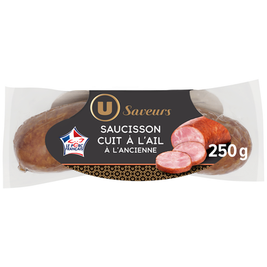 Saucisson cuit à l'ail à l'ancienne fumé au bois de hêtre U SAVEURS250g