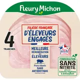 Jambon Filière française Conservation sans nitrite FLEURY MICHON 4 tranches - 70g