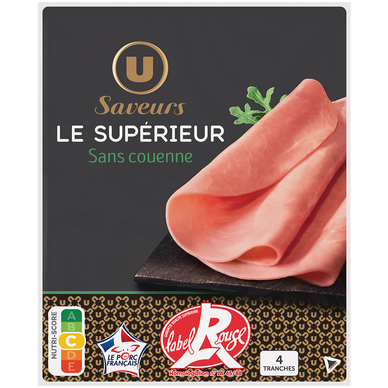 Jambon Supérieur sans couenne Label Rouge - x4 tranches, 160g