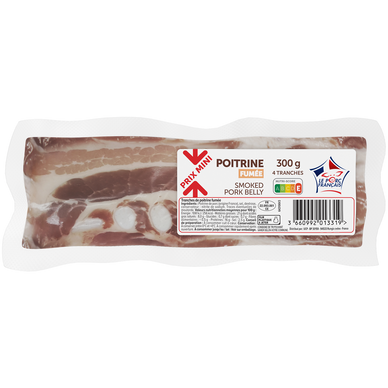 Poitrine de porc fumée - 4 tranches - 300g
