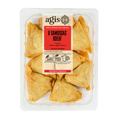 Samossa au boeuf et au curry + sauce aigre douce AGIS, 8 pièces, 220g