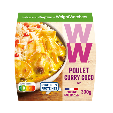 Plat cuisiné individuel Poulet curry coco et éclats de riz WW - 300g