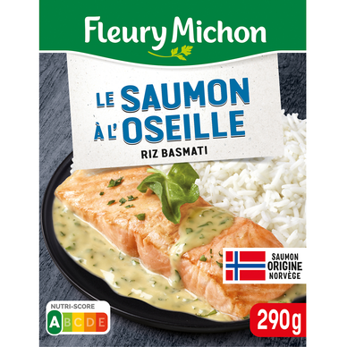 Plat cuisiné Individuel Saumon sauce à l'oseille et riz basmati FLEURYMICHON - 290g