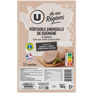 Véritable Andouille de Guéméné à l'ancienne - x12 tranches, 100g