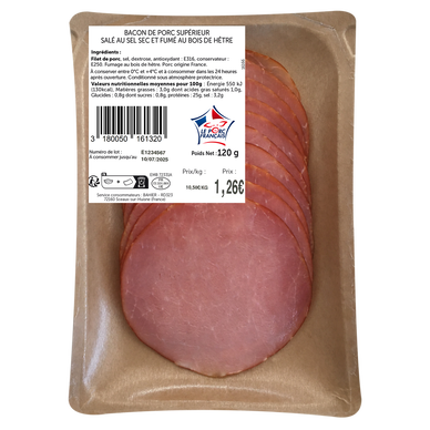 Bacon 12 tranches, VPF, 120g