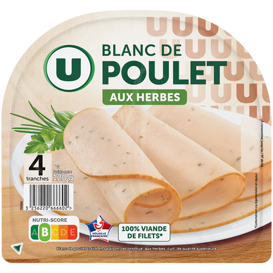 Blanc de Poulet aux herbes - x4 tranches, 120g