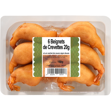 Beignets de crevettes + sauce, 6 pièces, 160g