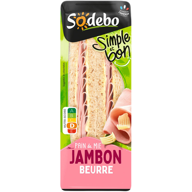 Sandwich classic complet jambon beurre SODEBO, 125g