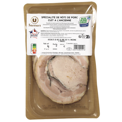 Spécialité de rôti de porc cuit l'ancienne, Bleu, Blanc, Coeur, 4 tranches