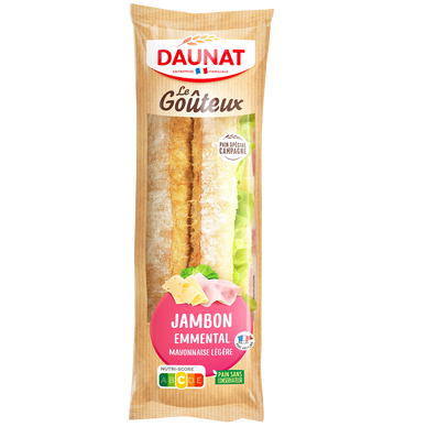 Sandwich baguette le goûteux jambon emmental DAUNAT, 220g
