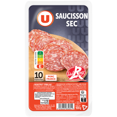 Saucisson sec Label Rouge - x10 tranches, 100g