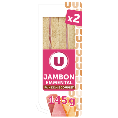 Sandwich pain de mie jambon/emmental/mayo allégée - 145G