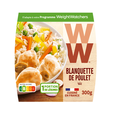 Plat cuisiné individuel Blanquette poulet petits légumes et riz créoleWW 2.5% MG - 300g