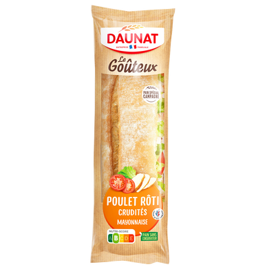 Sandwich baguette le goûteux poulet rôti mayonnaise DAUNAT, 220g