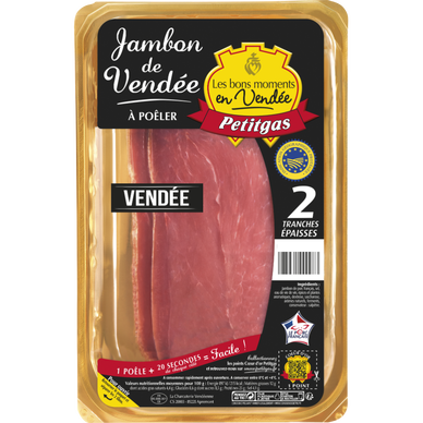 Jambon de Vendée à poêler IGP, PETITGAS, 2 tranches, 180g