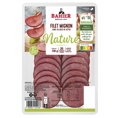 Filet mignon fumé tranche nature BAHIER, 100g