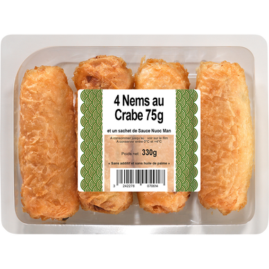 Nems au crabe + sauce, 4 pièces, 330g
