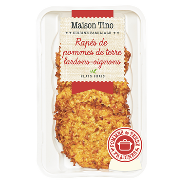 Râpé de pomme de terre lardons/oignons MAISON TINO, 4 pièces, 440g