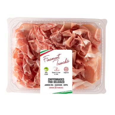 Chiffonnade Trio Deliciozo (Jambon cru Italien, Coppa, Saucisson), 160g