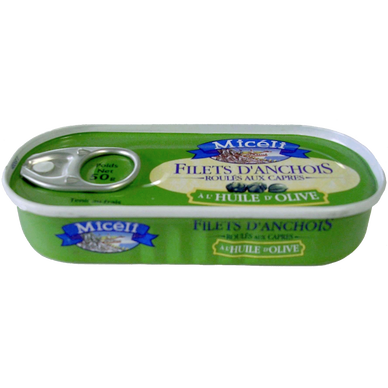 Filets d'anchois roulés aux câpres à l'huile d'olive MICELI, 50g