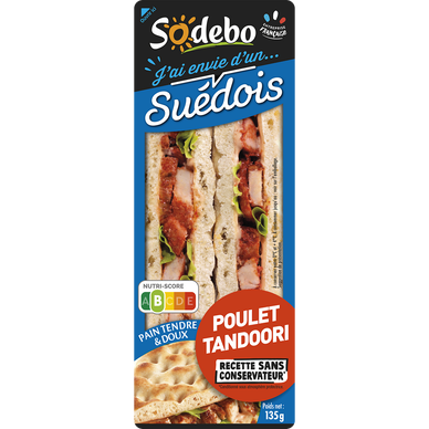 Sandwich pain polaire et poulet tandoori SODEBO, 135g