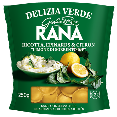Pâtes Fraiches Ravioli Ricotta, Épinards et Citron Limone di SorrentoIGP RANA 250g