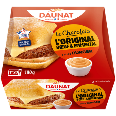 Burger Le Charolais Boeuf Emmental DAUNAT - 180g