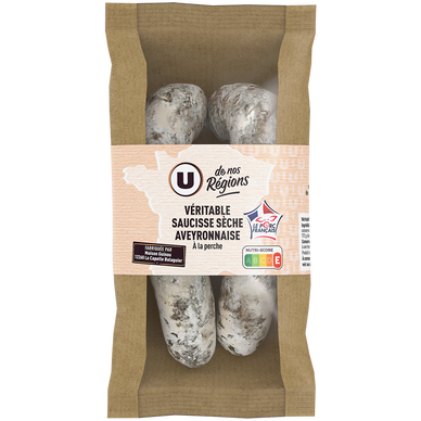 Véritable Saucisse sèche Aveyronnaise à la perche - 320g
