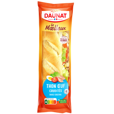 Sandwich Baguette Le Moëlleux pain viennois thon crudités DAUNAT, 230g