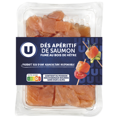 Dés de saumon fumé nature,  100g