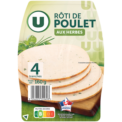 Rôti de Poulet aux fines herbes - x4 tranches, 160g