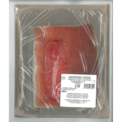Jambon serrano espagnol reserva 12 mois d'affinage, tranché, 150g